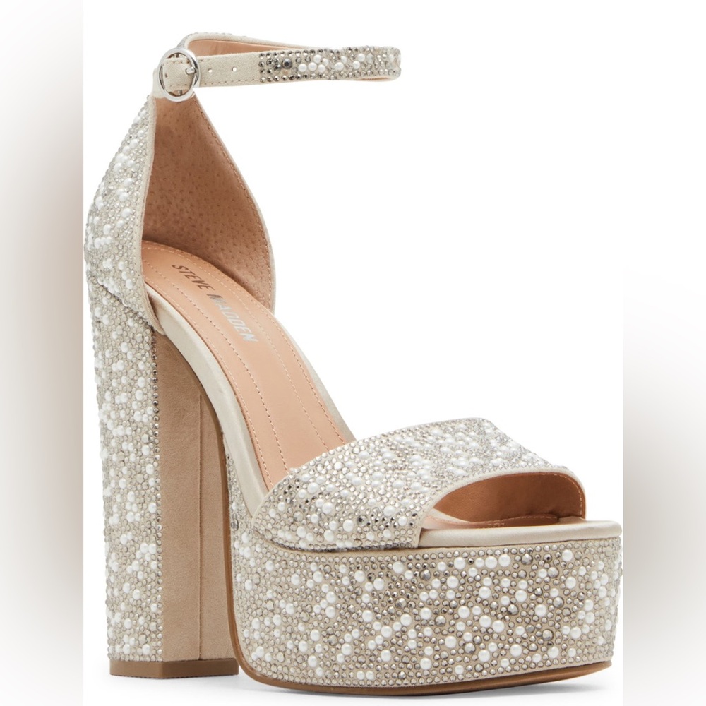 Steve Madden Crystal Embellished Platform Sandals